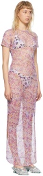 PRISCAVera Purple Nylon Maxi Dress