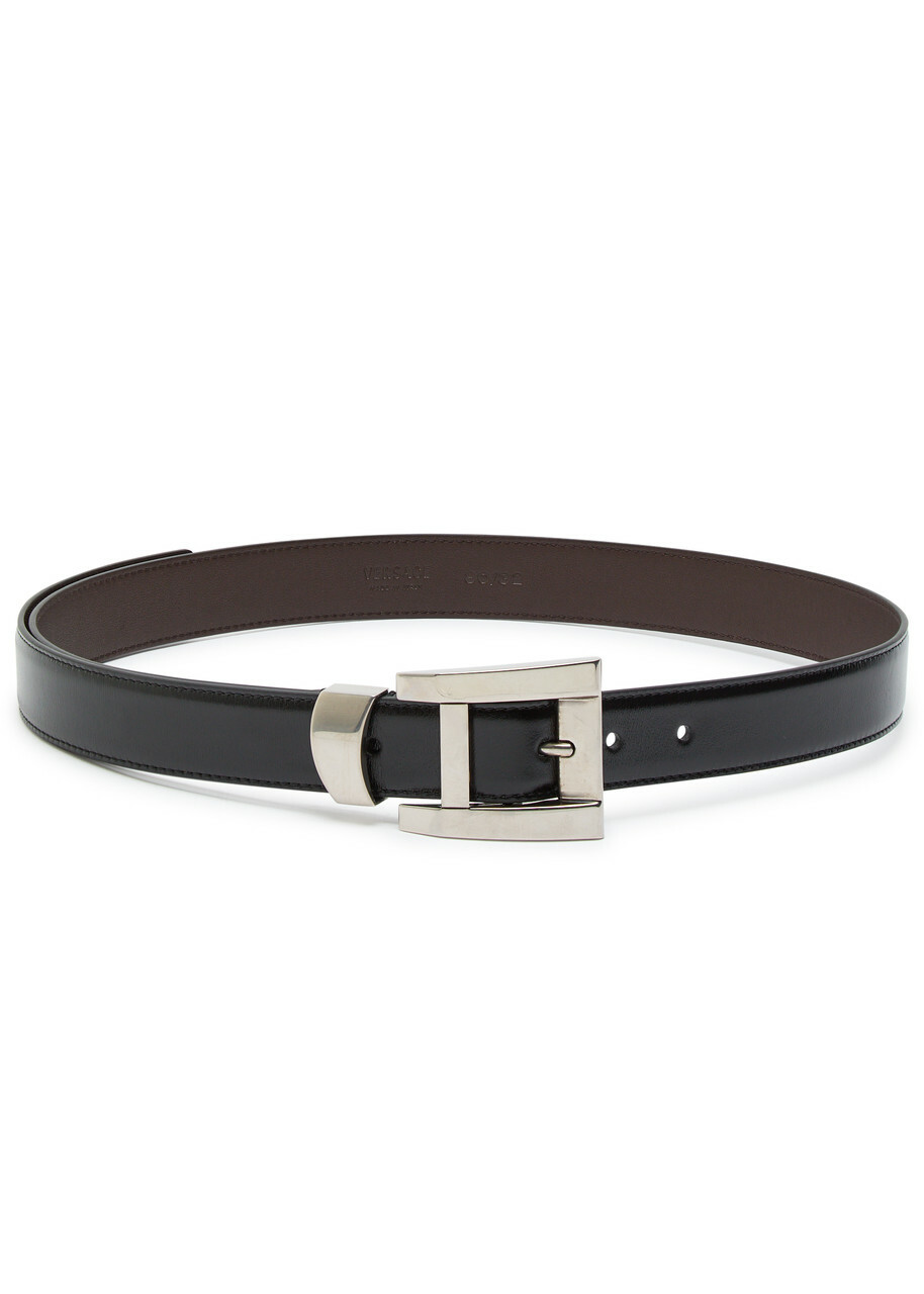 Versace Glossed Leather Belt Black