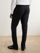 Thom Sweeney - Straight-Leg Satin-Trimmed Wool-Fresco Suit Trousers - Black