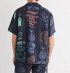 Desmond & Dempsey - Camp-Collar Printed Linen Pyjama Shirt - Black