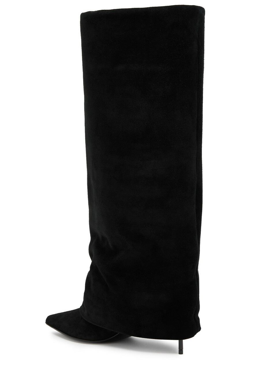 Balmain Uma 95 Suede Knee-high Boots Black