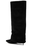 Balmain Uma 95 Suede Knee-high Boots Black