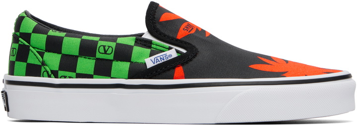 Photo: Valentino Garavani Black & Green Vans Edition VLogo Checkerboard Sneakers