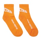 Heron Preston Orange and White Logo Socks