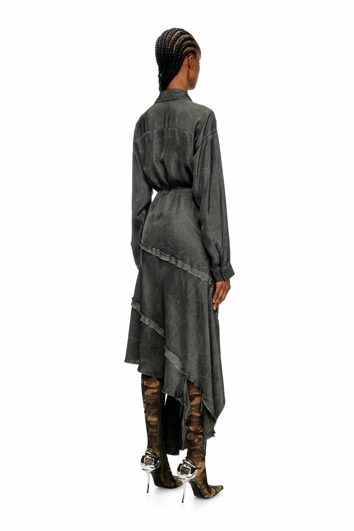 Diesel Asymmetrical long-sleeve dress - Dresses Womens in Grey Diesel