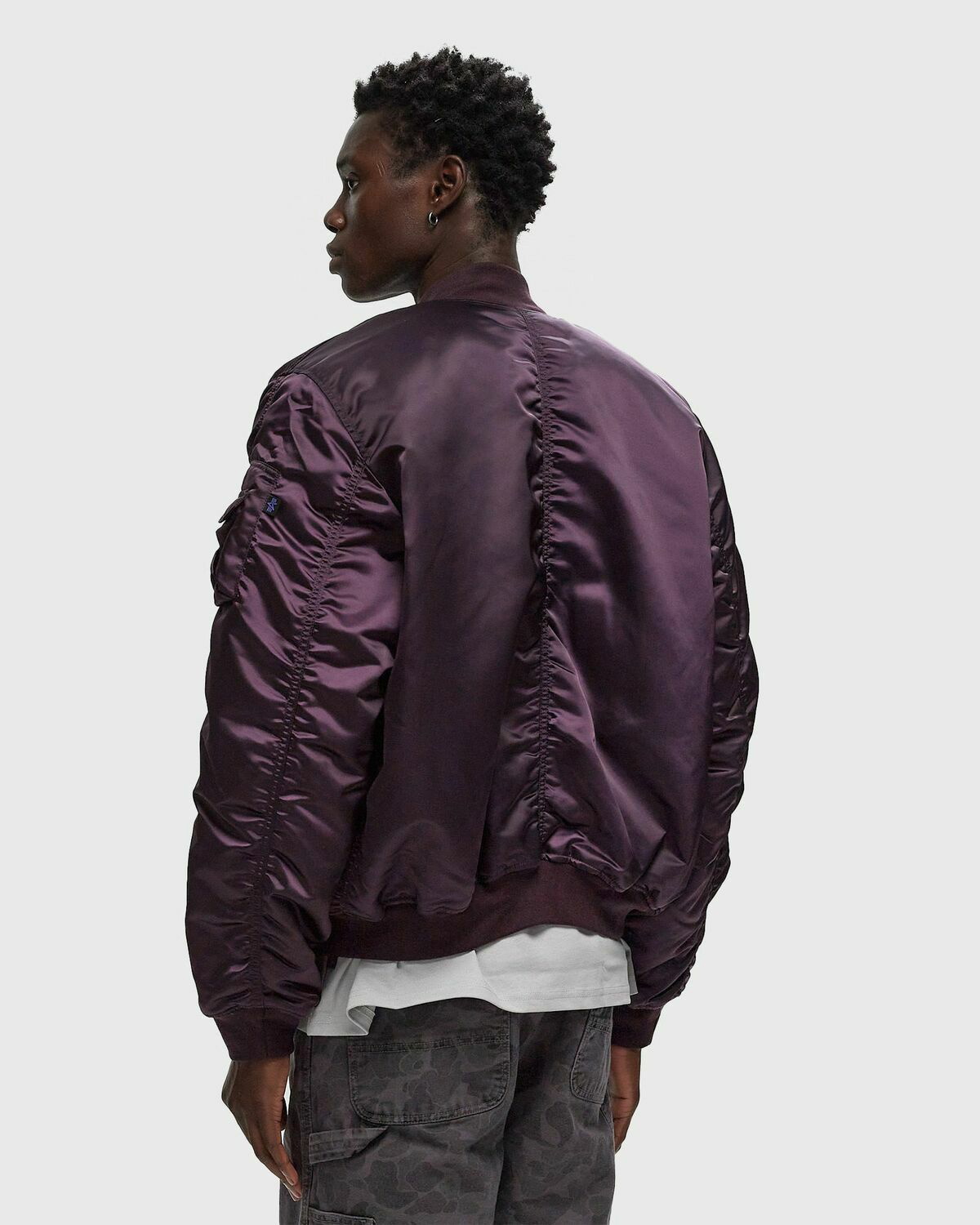 【GRAVER】Zipper Regic Purple Flower MA-1 Flight Jacket Alpha Industries Bomber & Flight Jackets Ma 1 Uv Purple