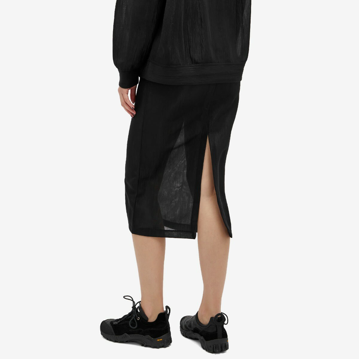 Auralee Women's Elastic Sheer Nylon Skirt in Black