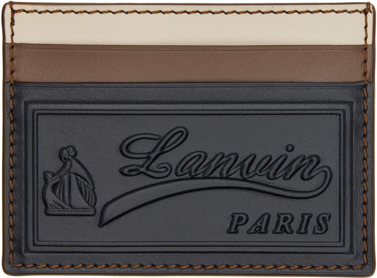 Lanvin Black & Brown 'Tricolor' Leather Card Holder