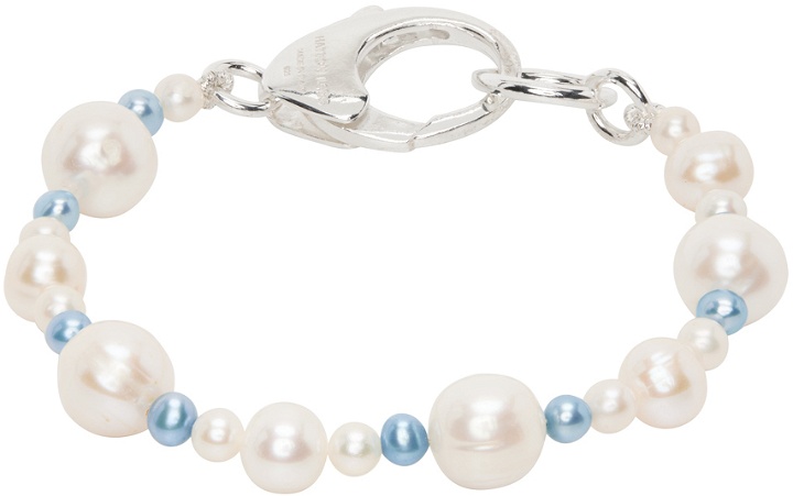 Photo: Hatton Labs SSENSE Exclusive White & Blue Pebbles Pearl Bracelet