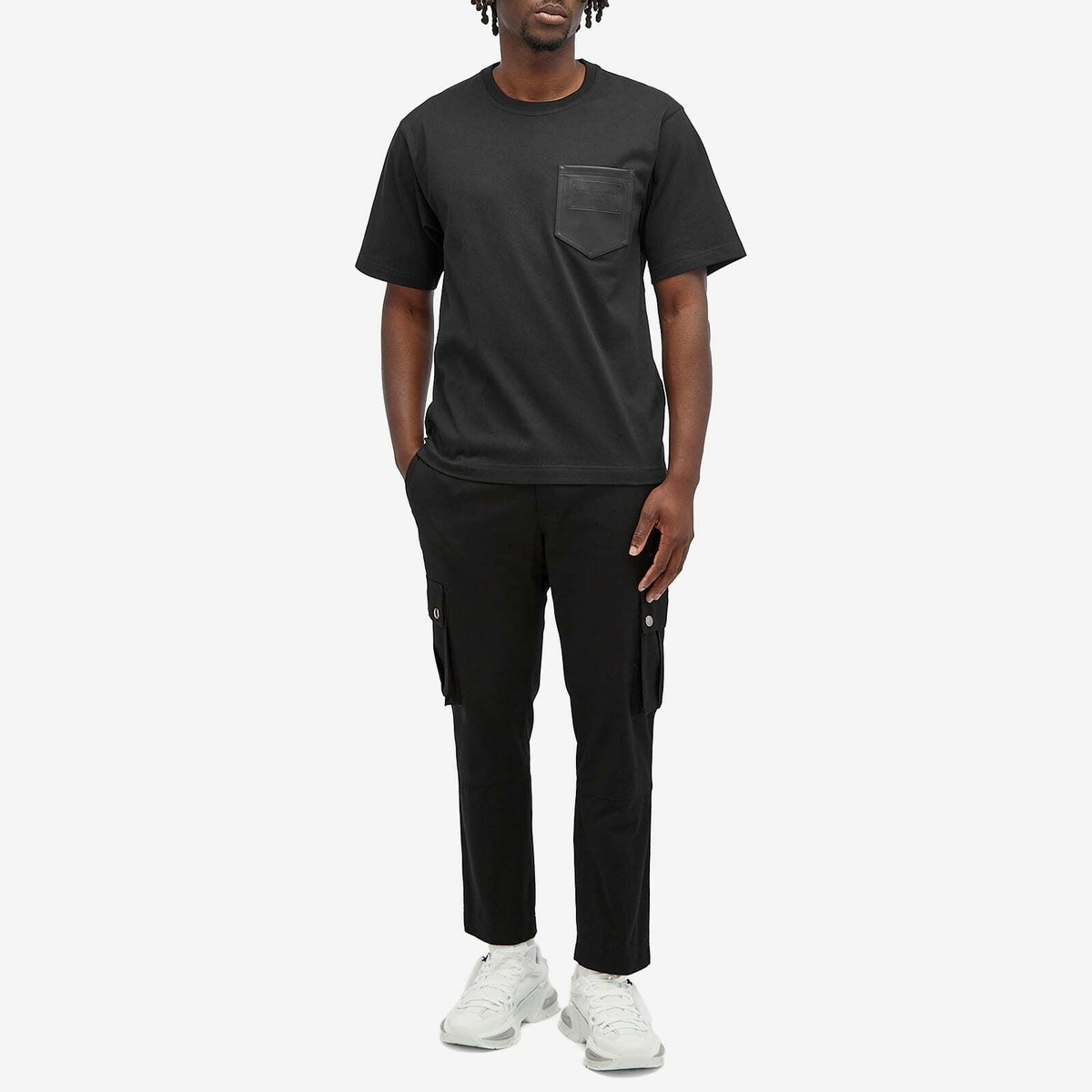 Dolce & Gabbana Men's Leather Pocket T-Shirt in Black Dolce & Gabbana