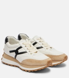 Veronica Beard Valentina suede-trimmed leather sneakers