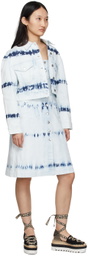 Stella McCartney Indigo Stripe Tie-Dye Cropped Denim Jacket