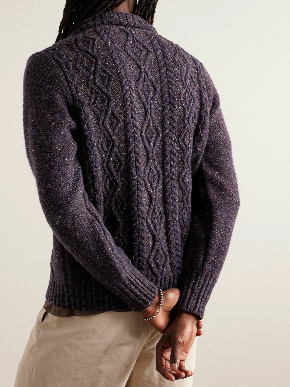 Inis Meáin - Cable-Knit Donegal Merino Wool and Cashmere-Blend Zip-Up ...