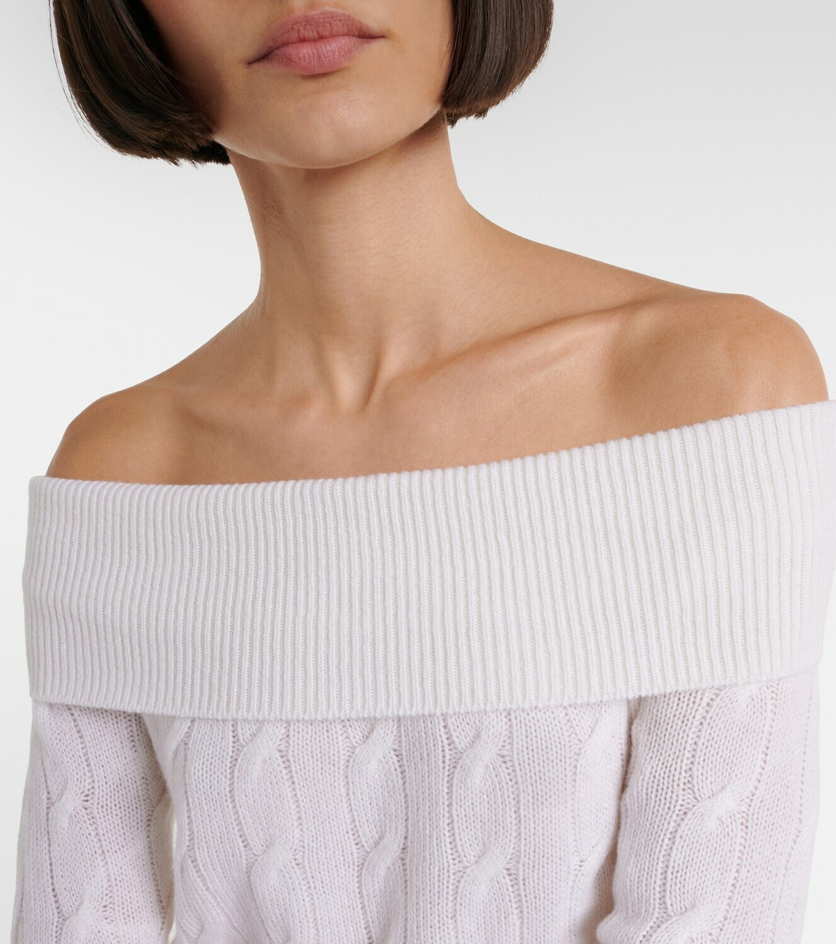 Ralph Lauren Collection Cable-knit off-shoulder cashmere sweater