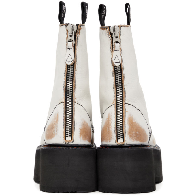 R13 White and Tan Stacked Platform Boots R13