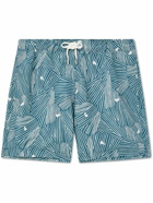 Mr P. - Straight-Leg Mid-Length Printed Recycled Swim Shorts - Blue