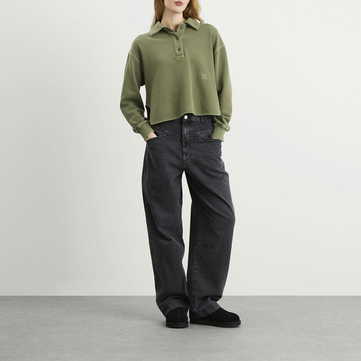 Closed Women's Rugby Shirt in Army Green