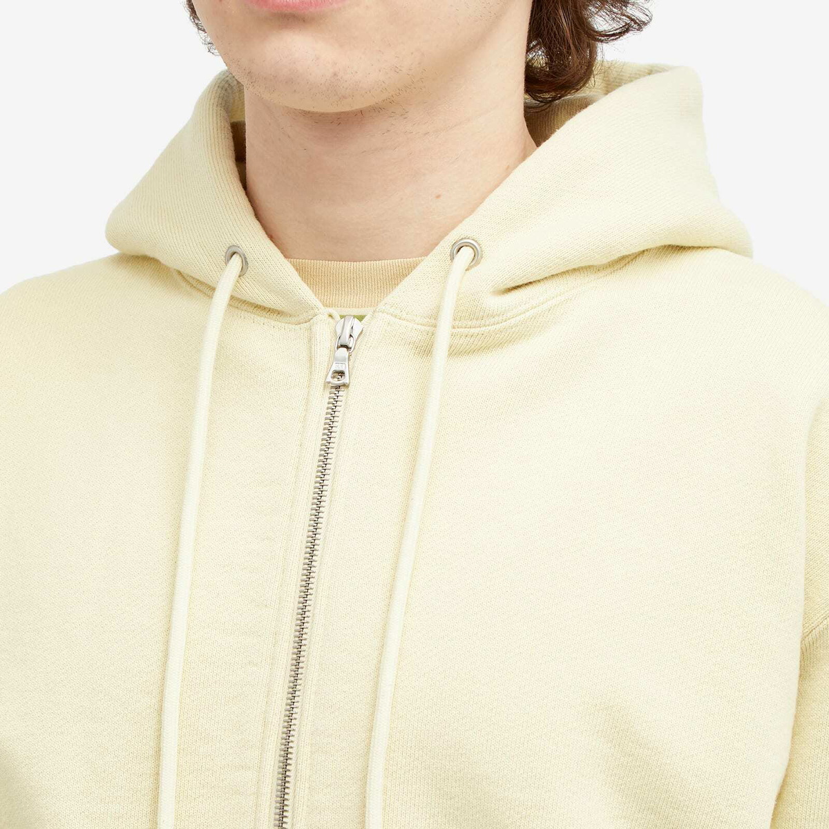 Auralee Men's Heavy Sweat Zip Hoody in Light Yellow Auralee