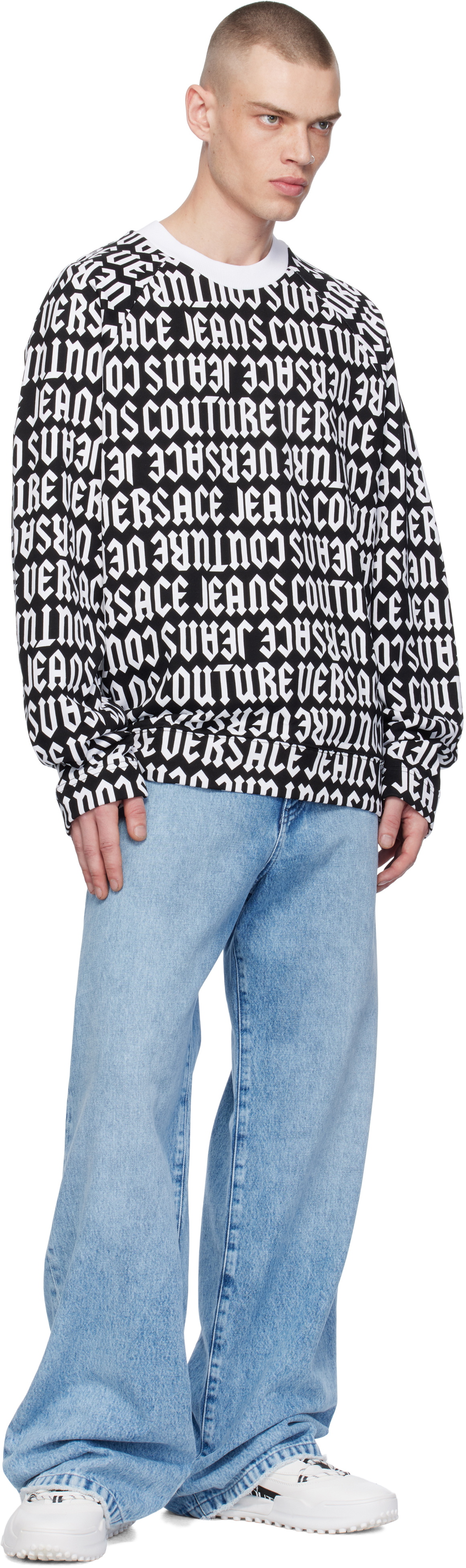 Versace Jeans Couture Black & White Logomania Sweatshirt