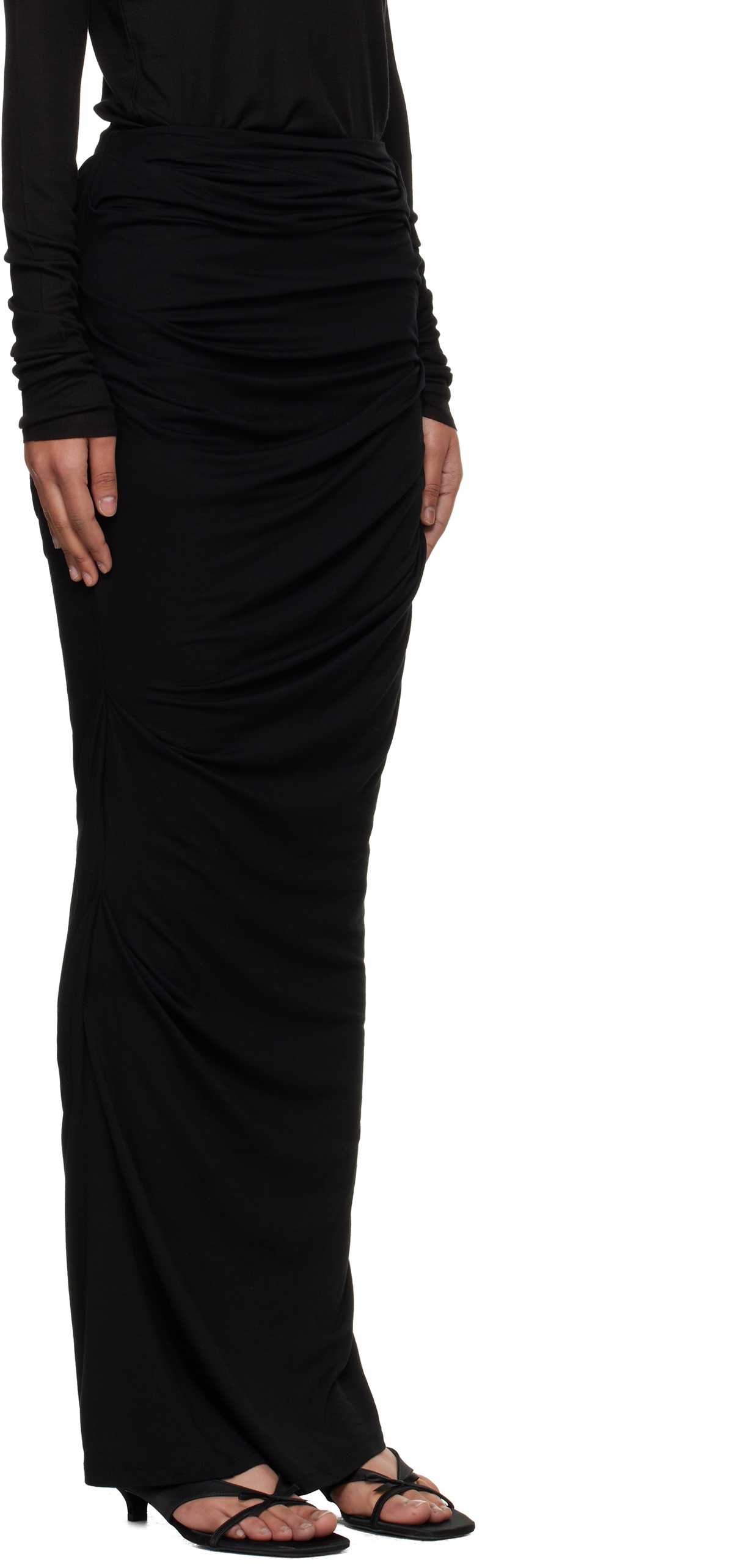 Entire Studios Black Drape Maxi Skirt