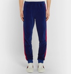 Gucci - Slim-Fit Striped Cotton-Blend Velour Sweatpants - Men - Blue