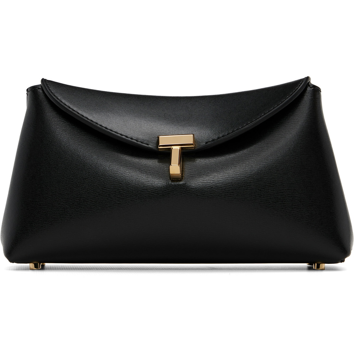TOTEME Black Mini T-Lock Leather Clutch