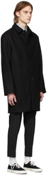 Maison Kitsuné Black Wool Bill Coat