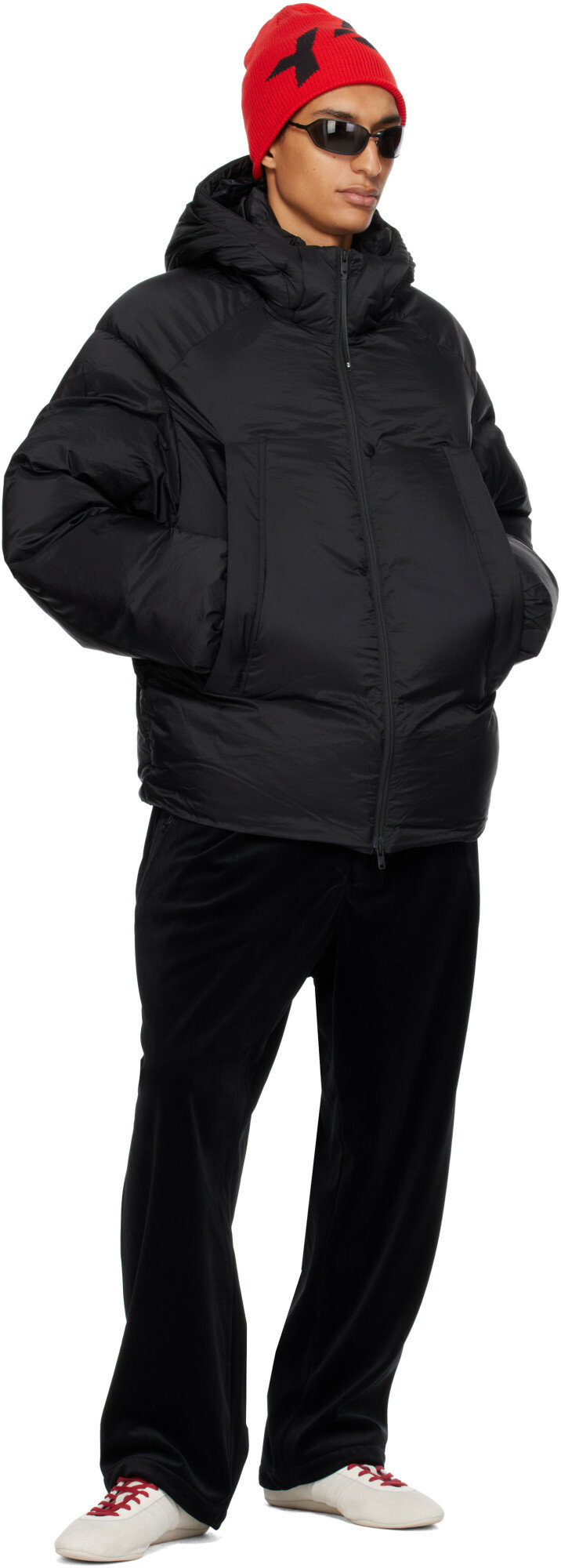 Y-3 Black Hooded Puffer Down Jacket