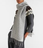 Prada Logo wool and cashmere jacquard scarf