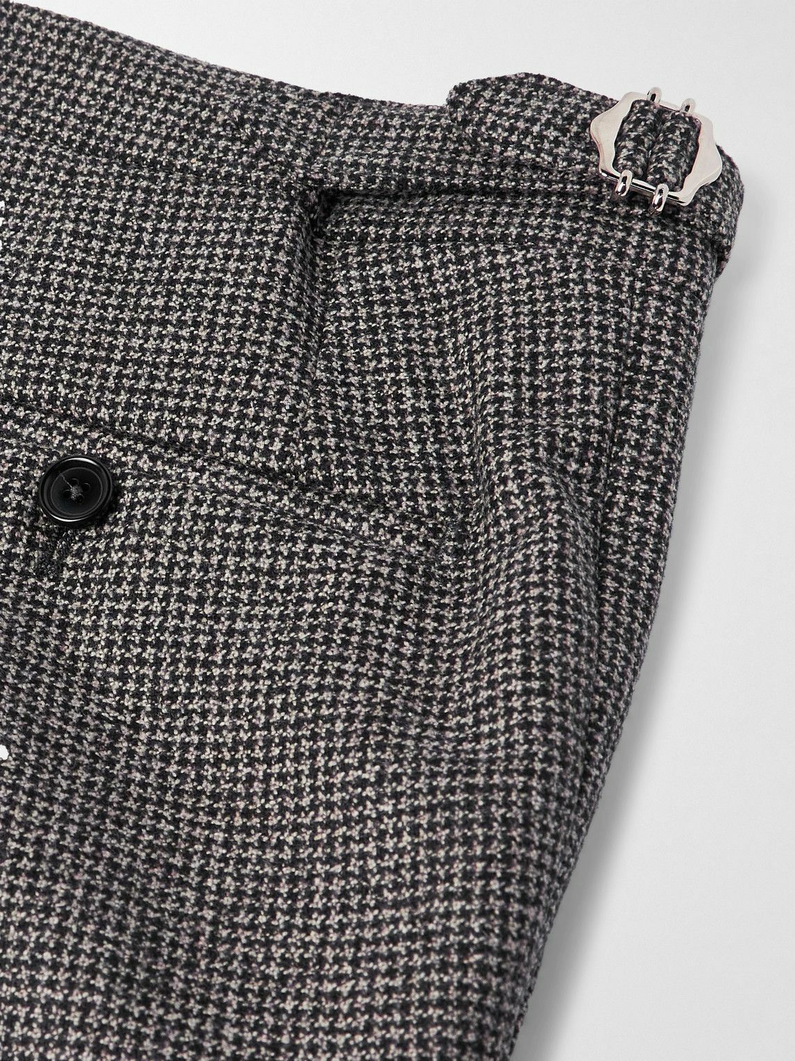 De Petrillo - Slim-Fit Pleated Houndstooth Virgin Wool Trousers - Gray