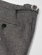 De Petrillo - Slim-Fit Pleated Houndstooth Virgin Wool Trousers - Gray