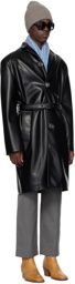 Acne Studios Black Belted Faux-Leather Coat