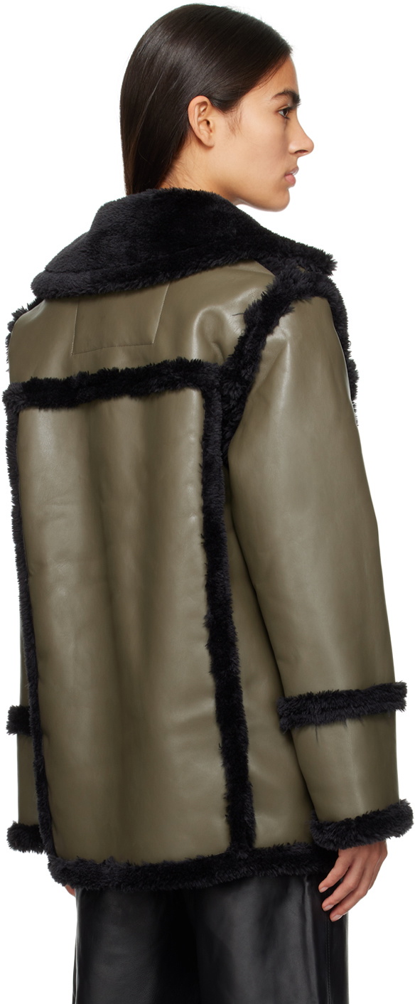 Proenza Schouler Khaki Patch Pocket Faux-Leather Jacket