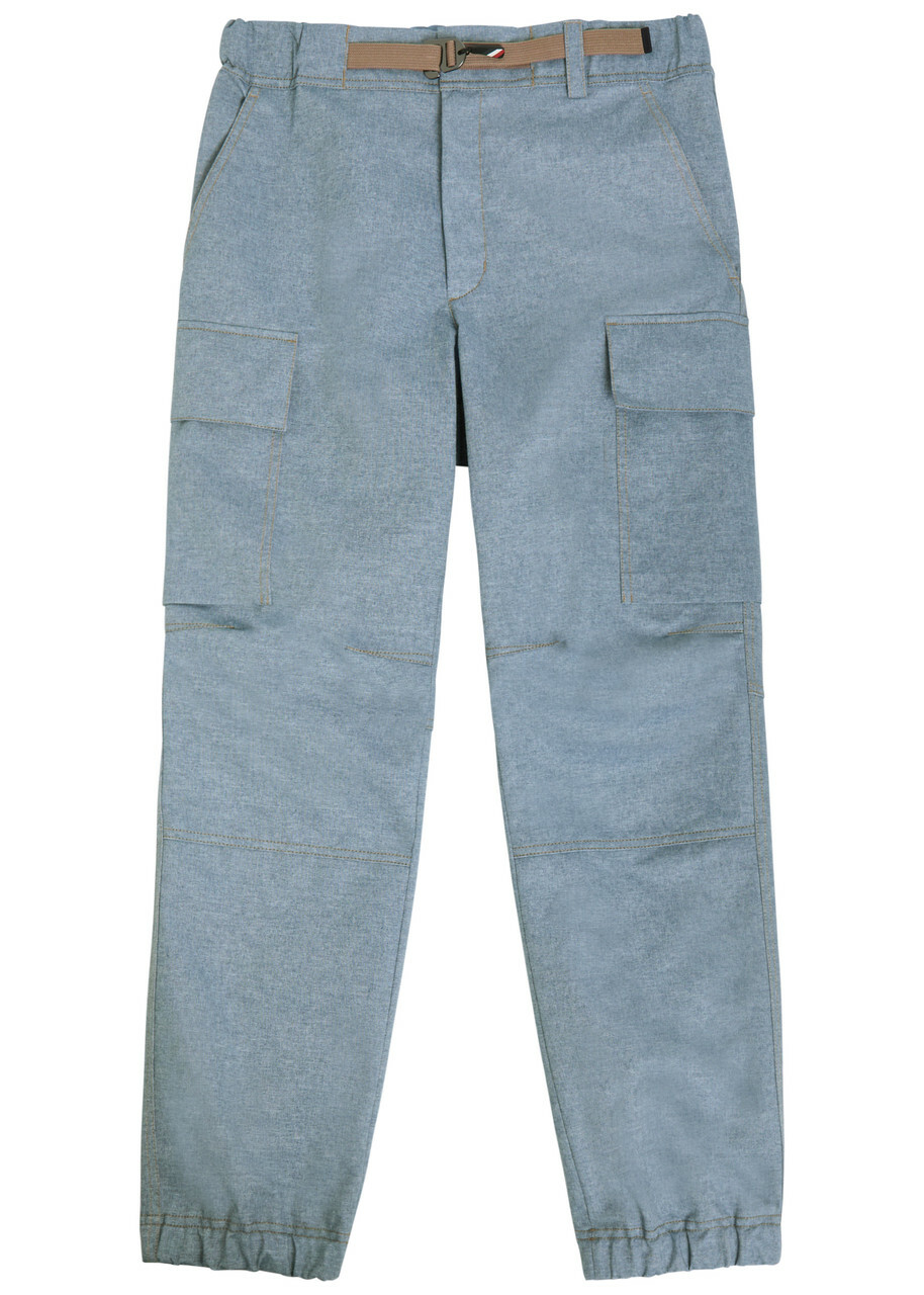 Moncler Grenoble Belted Denim Cargo Trousers Light Blue