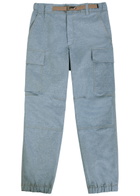 Moncler Grenoble Belted Denim Cargo Trousers Light Blue