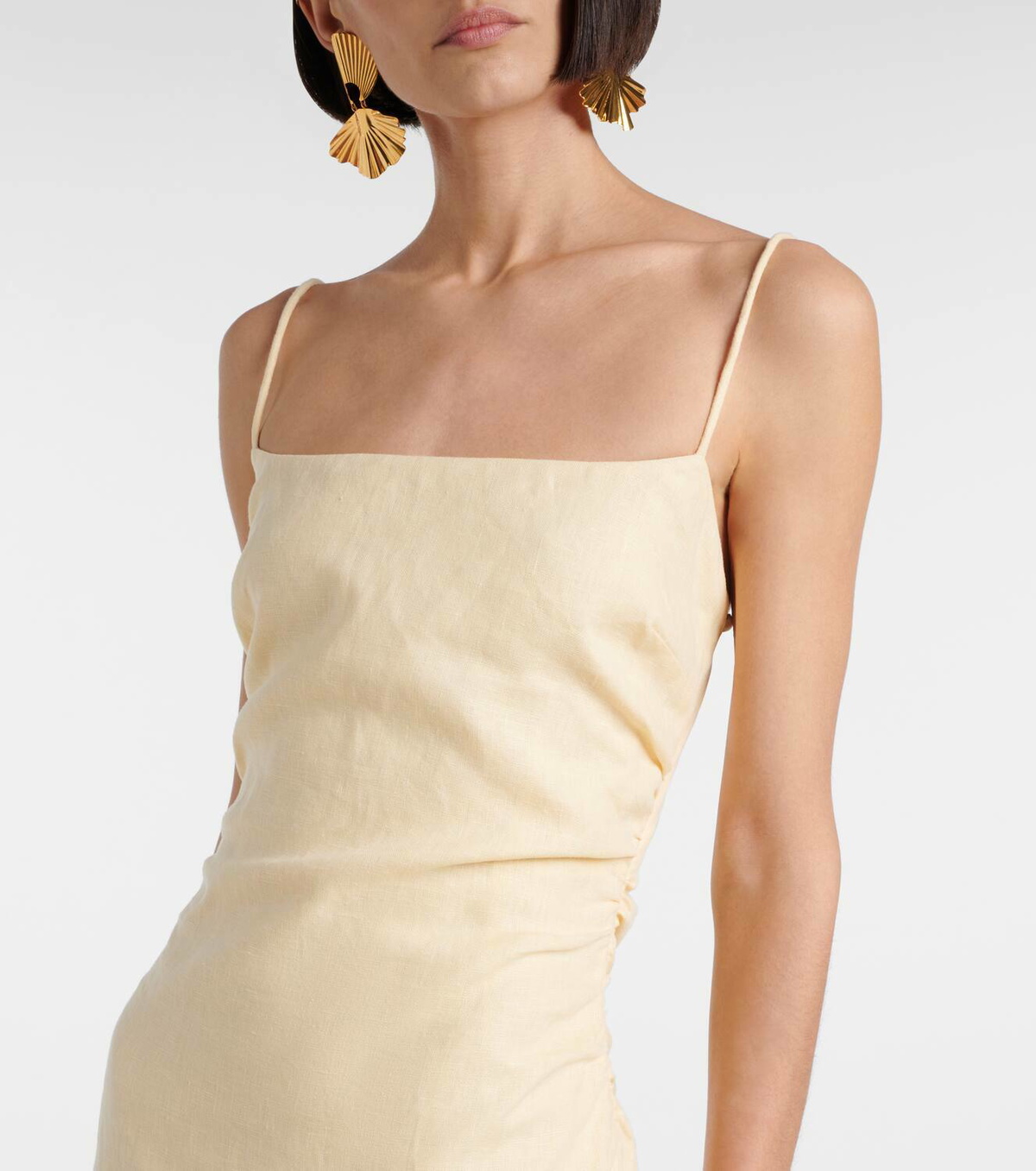 white linen flowing dress Bella Linen Dress White – Sunday St Tropez main image 1