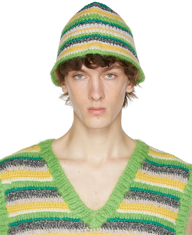 Photo: A Personal Note Green Striped Beanie