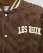 Les Deux Varsity Herringbone Wool Jacket Brown - Mens - Bomber Jackets/College Jackets