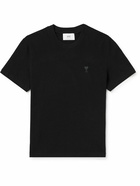 AMI PARIS - ADC Logo-Embroidered Organic Cotton-Jersey T-Shirt - Black