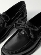 Manolo Blahnik - Salcombe Glossed-Leather Boat Shoes - Black