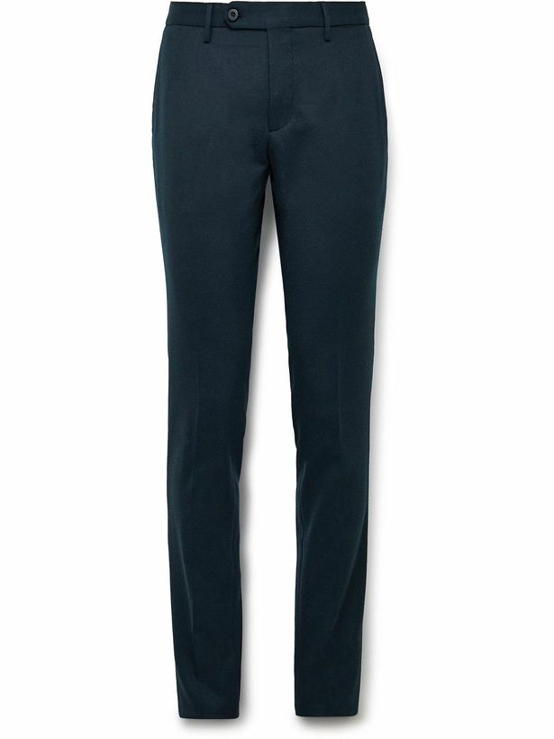 Photo: Incotex - Slim-Fit Wool-Blend Twill Trousers - Blue