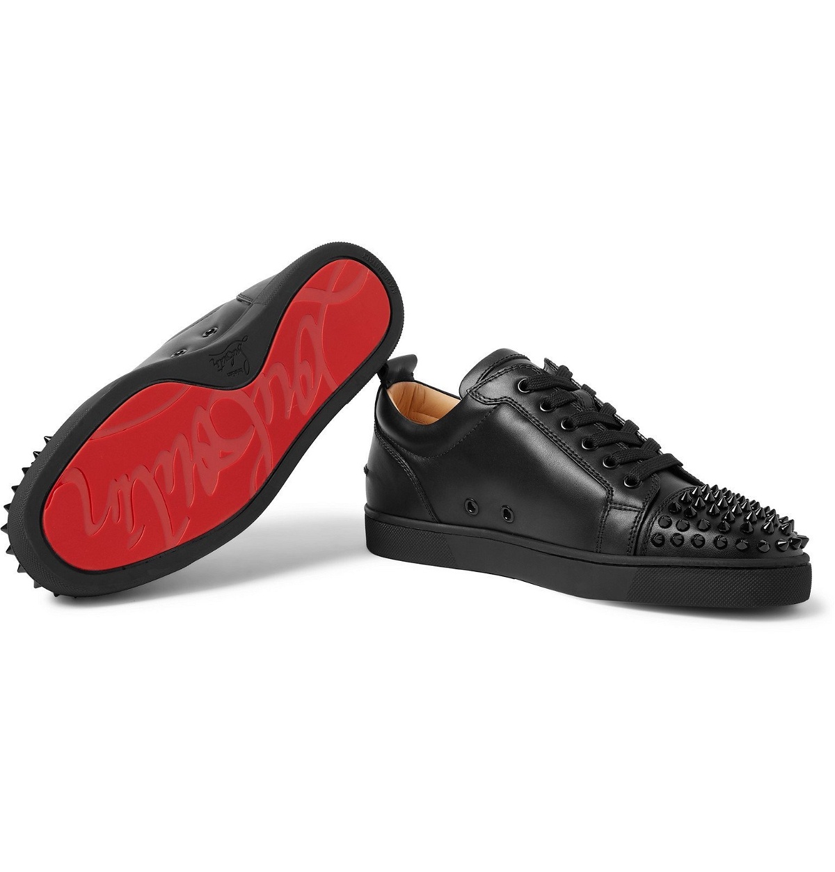 Christian Louboutin - Louis Junior Spikes Cap-Toe Leather Sneakers - Black  Christian Louboutin