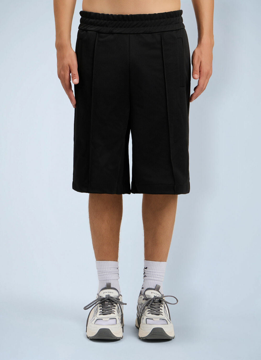 Palm Angels Back Curved Logo Track Shorts