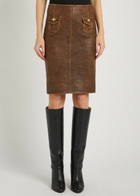 Chloe Leather Midi Skirt Brown