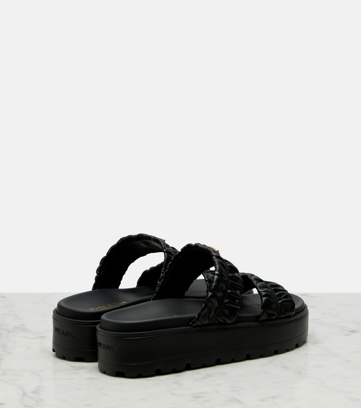 Prada Matelassé leather platform sandals
