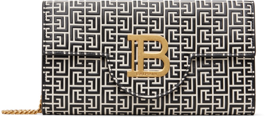 Photo: Balmain Black & Off-White B-Buzz Labyrinth Monogram Bag