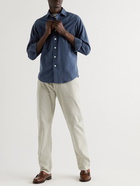 Drake's - Brushed Cotton-Twill Shirt - Blue