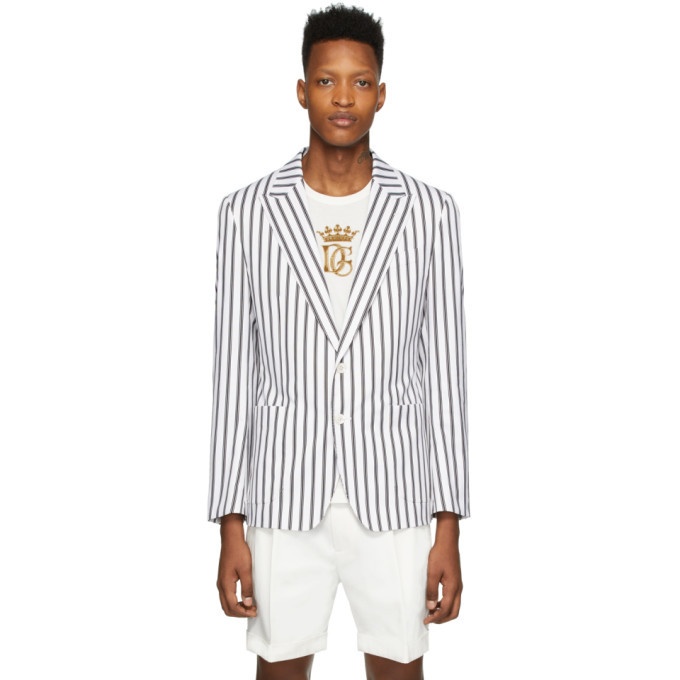 Photo: Dolce and Gabbana White Striped Blazer