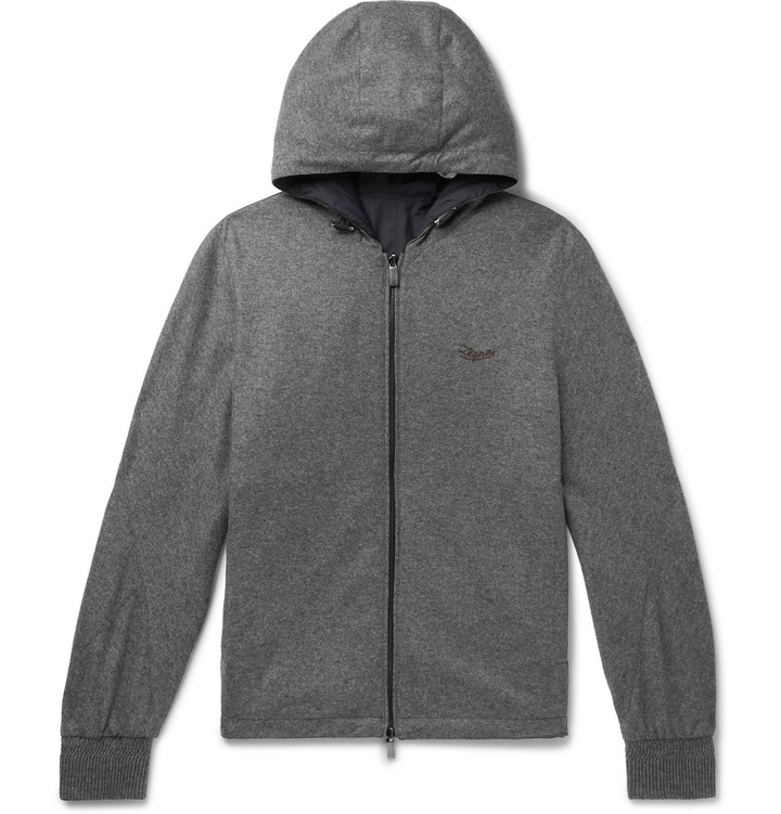 Photo: Ermenegildo Zegna - Reversible Cashmere-Jersey and Shell Hooded Jacket - Gray