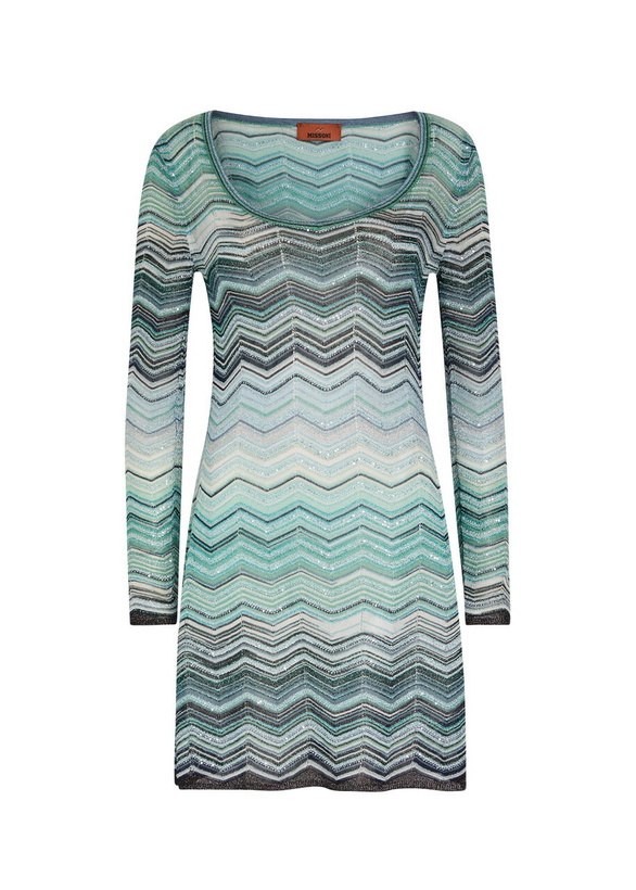 Photo: Missoni Zigzag Metallic-knit Mini Dress Turquoise